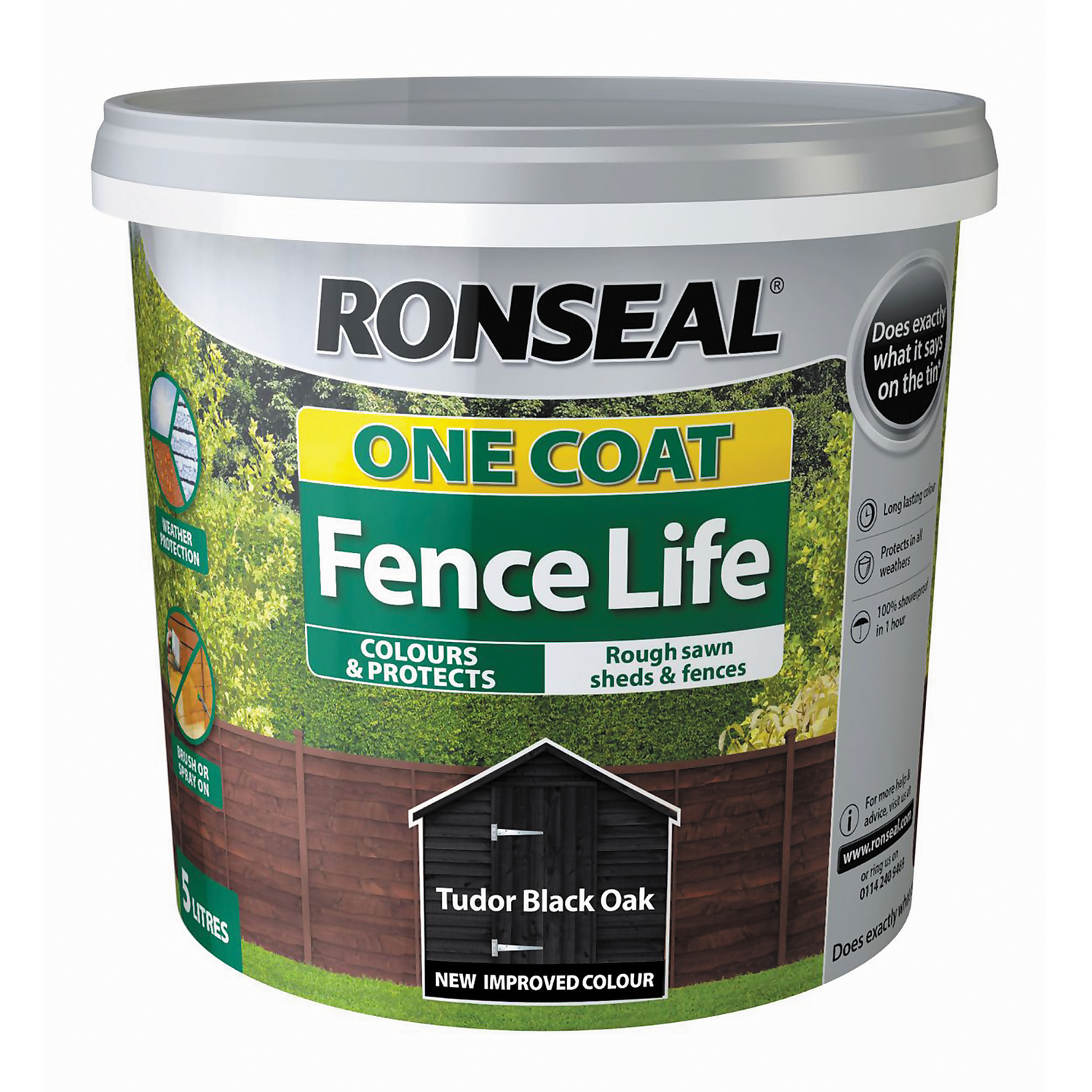 Ronseal One Coat Fence Life Paint Tudor Black Oak - 5L Ronseal One Coat Fence Life Paint Tudor Black Oak - 5L -Keter Store 12804242 2274942087505862