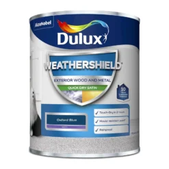 Dulux Weathershield Exterior Quick Dry Satin Paint Oxford Blue - 750ml -Keter Store 12805762 1264832953996905