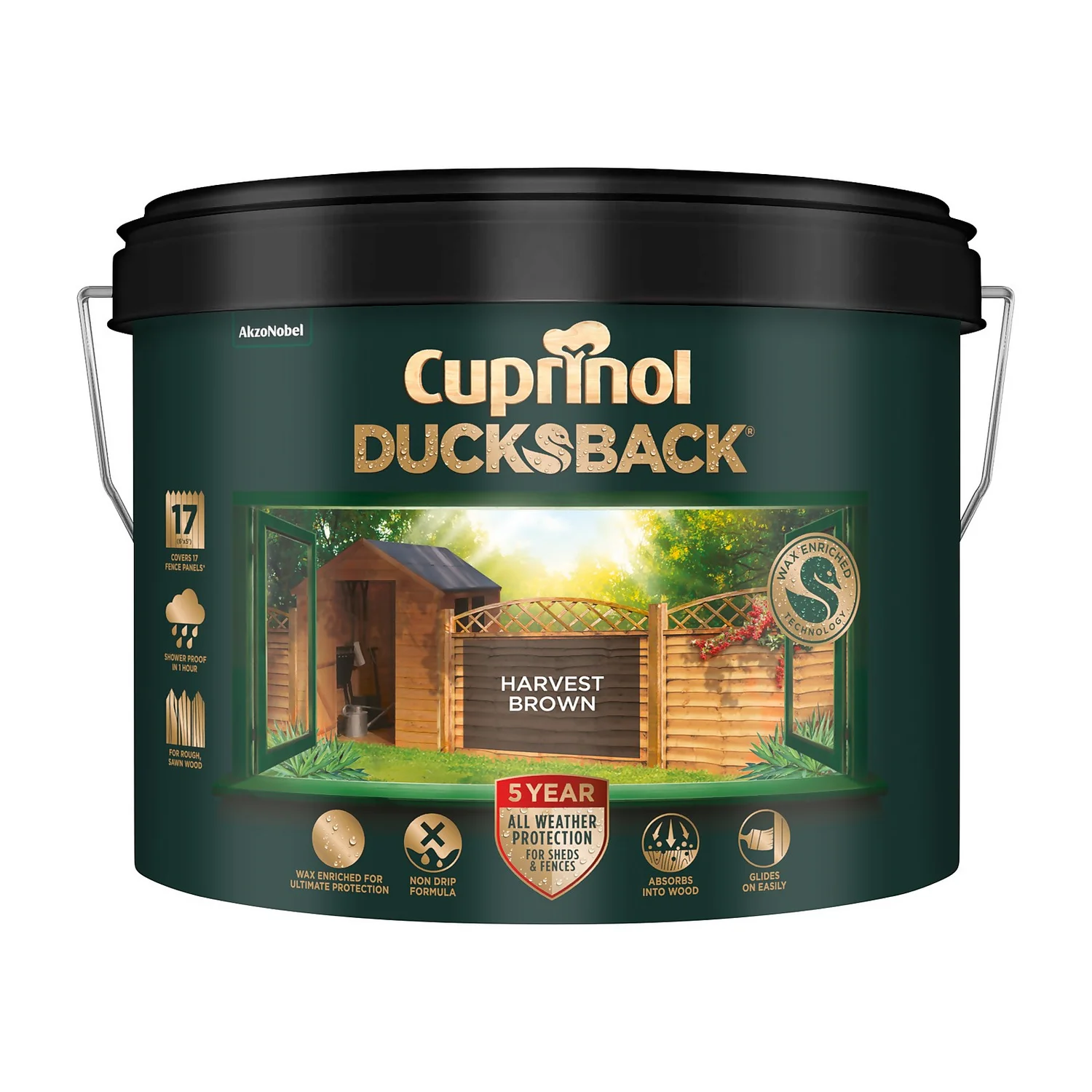 Cuprinol 5 Year Ducksback - Harvest Brown - 9L Cuprinol 5 Year Ducksback - Harvest Brown - 9L -Keter Store 12807597 6264865616310005
