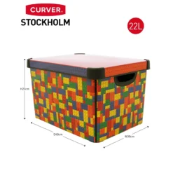 Curver Stockholm Bright Blocks Plastic Deco Storage Box Multi Colour 22L -Keter Store 12807671 1294833169877121