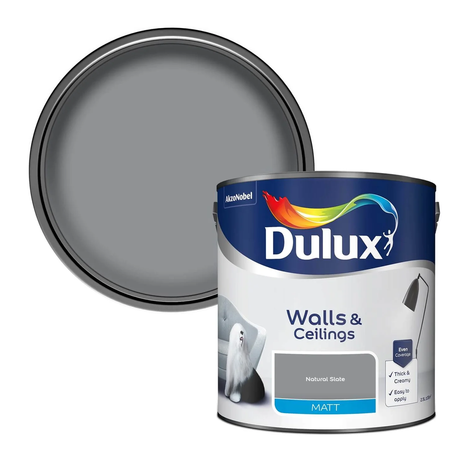 Dulux Matt Emulsion Paint Natural Slate - 2.5L Dulux Matt Emulsion Paint Natural Slate - 2.5L -Keter Store 12809000 1044831950202053