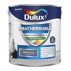 Dulux Weathershield Exterior Quick Dry Satin Paint Gallant Grey - 2.5L -Keter Store 12809483 2044832975334003