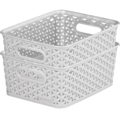 Curver My Style Small Rectangular Plastic Storage Basket - Grey - 4L -Keter Store 12814407 1084832986992549
