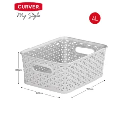 Curver My Style Small Rectangular Plastic Storage Basket - Grey - 4L -Keter Store 12814407 2044832987097510