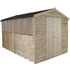 12x8ft Forest Wooden Overlap Pressure Treated Apex Shed -incl. Installation -Keter Store 12815043 1884845697591773