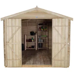 12x8ft Forest Wooden Overlap Pressure Treated Apex Shed -incl. Installation -Keter Store 12815043 1934845697615512