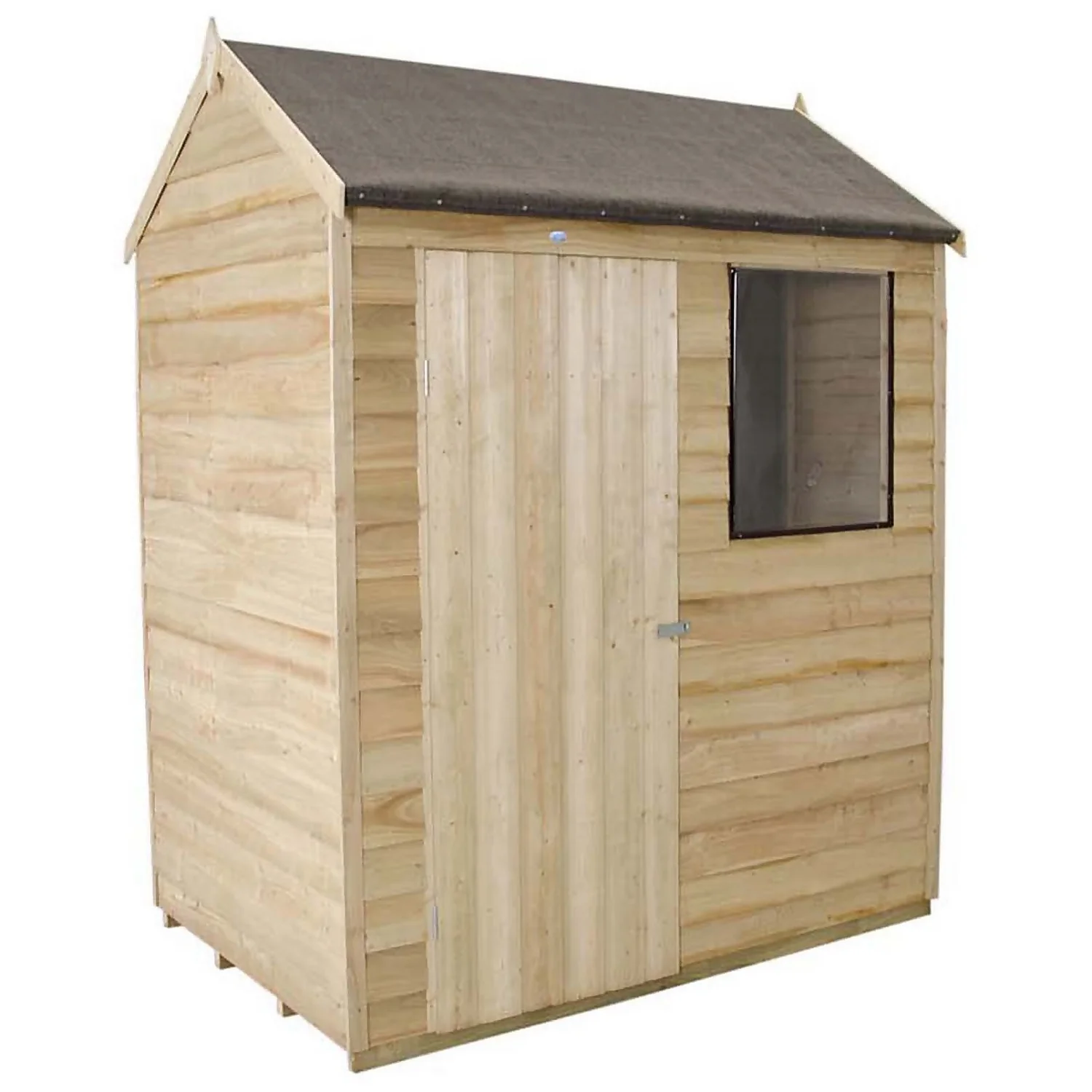 6x4ft Forest Wooden Overlap Pressure Treated Reverse Apex Shed -incl. Installation 6x4ft Forest Wooden Overlap Pressure Treated Reverse Apex Shed -incl. Installation -Keter Store 12815051 1414846118446854