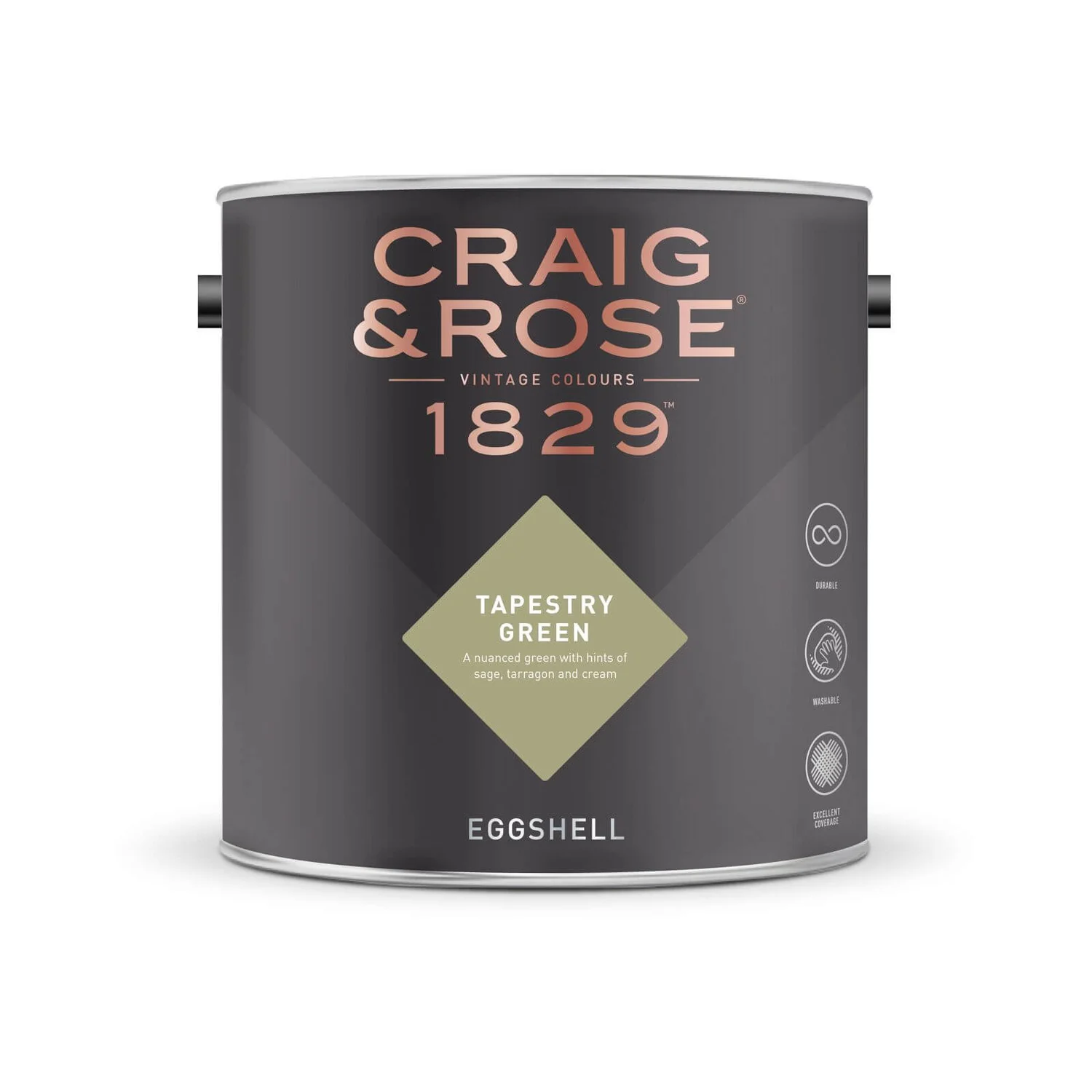 Craig & Rose 1829 Eggshell Paint Tapestry Green - 2.5L Craig & Rose 1829 Eggshell Paint Tapestry Green - 2.5L -Keter Store 12818099 1054832954517141