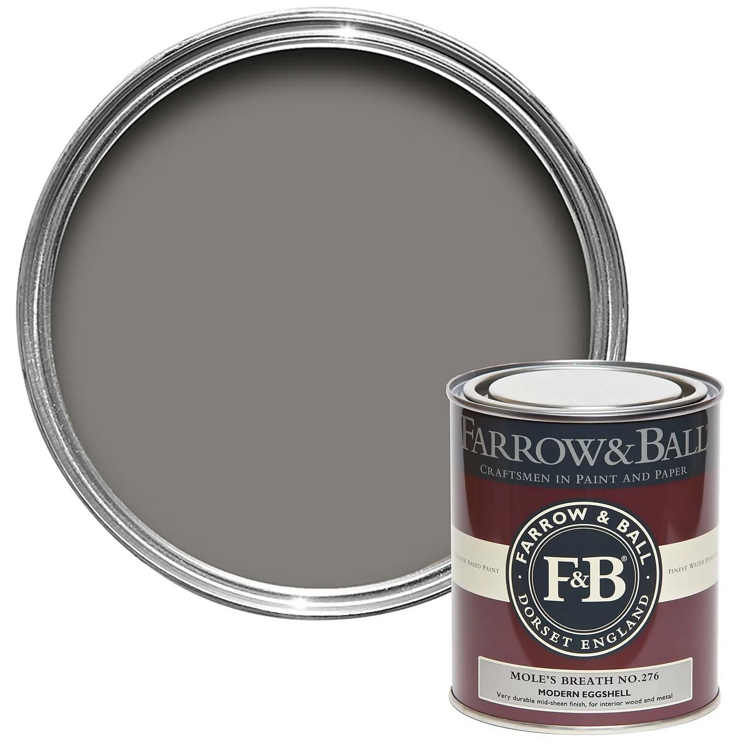 Farrow & Ball Modern Eggshell Paint Mole's Breath - 750ml Farrow & Ball Modern Eggshell Paint Mole's Breath - 750ml -Keter Store 12818258 1864952648521404