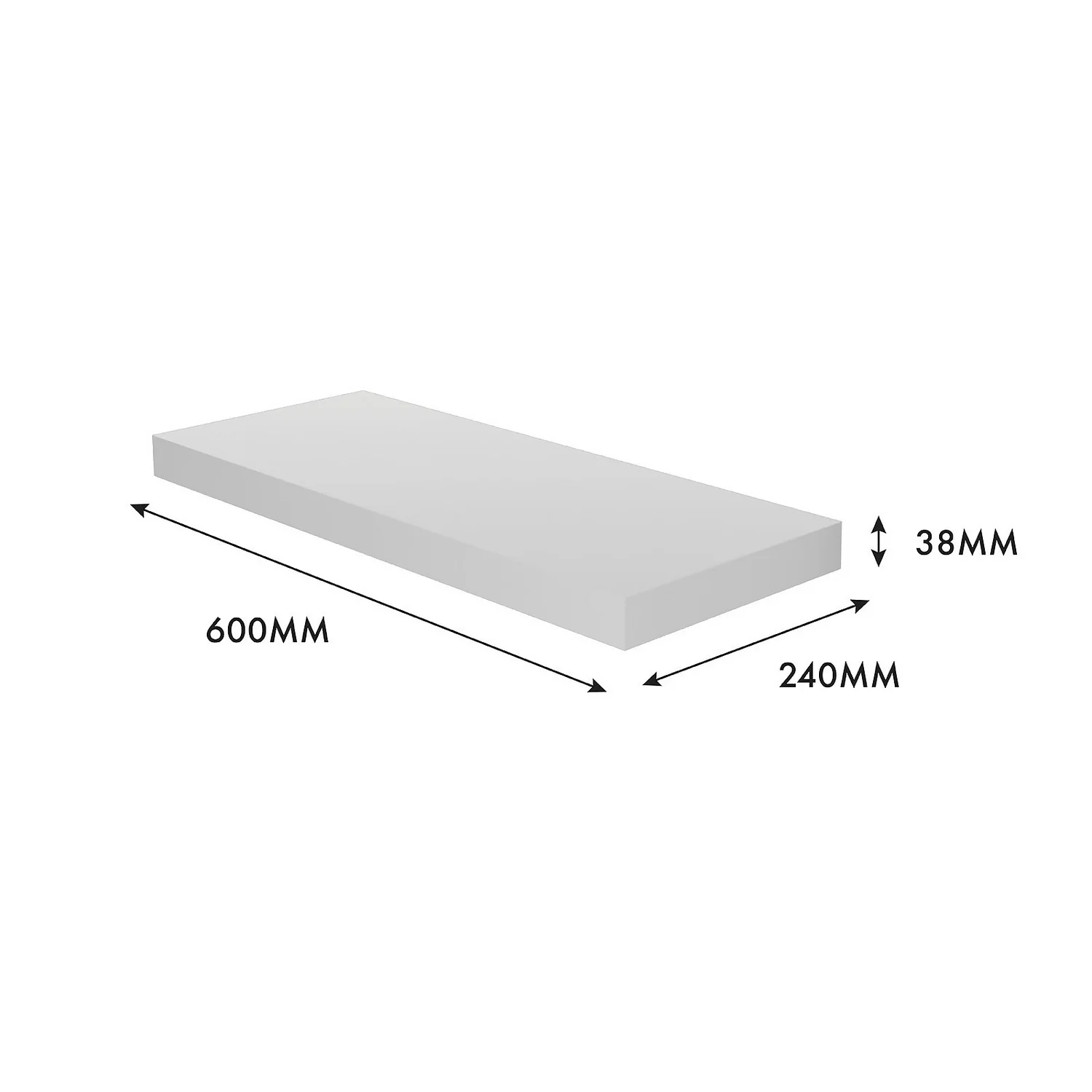 Floating Shelf - White Gloss - 600 x 240 x 38mm Floating Shelf - White Gloss - 600 X 240 X 38mm -Keter Store 12822023 1524976219095485