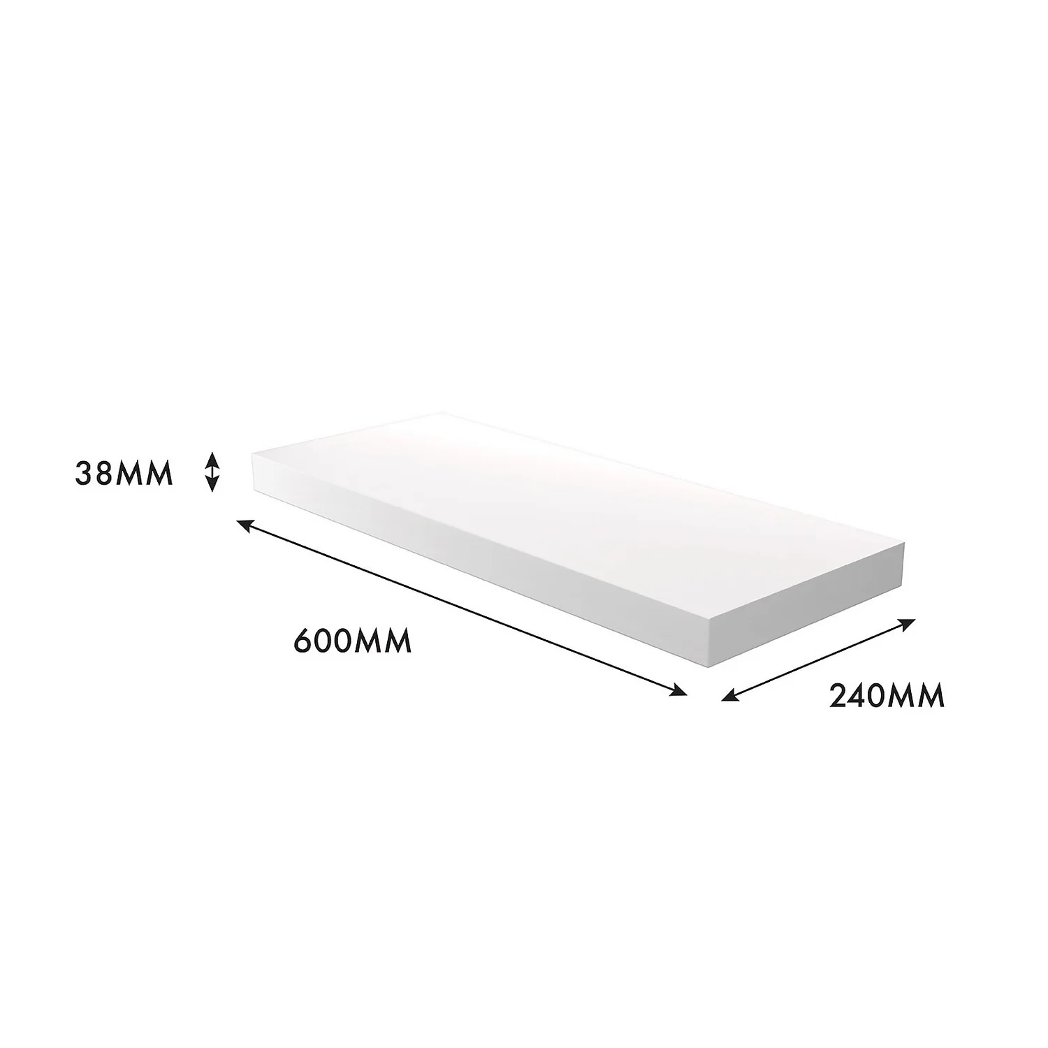 Matt White Floating Shelf - 600 x 240 x 38mm Matt White Floating Shelf - 600 X 240 X 38mm -Keter Store 12822027 4774976219354031