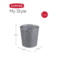 Curver My Style Large 1.6L Round Plastic Storage Organiser - Grey -Keter Store 12823035 1924833228242013