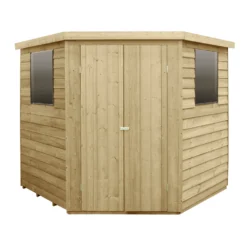 7x7ft Forest Overlap Pressure Treated Corner Shed - Incl. Installation