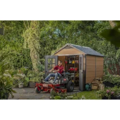 Keter Newton 7.5 X 9ft Outdoor Plastic Garden Storage Shed - Brown -Keter Store 12833042 2074843484722095