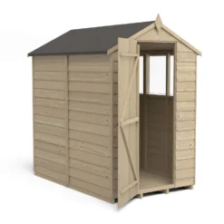 Forest 6 X 4ft Overlap Pressure Treated Apex Shed- 4 Window 3 Forest 6 X 4ft Overlap Pressure Treated Apex Shed- 4 Window -Keter Store 12833289 2114833201898266