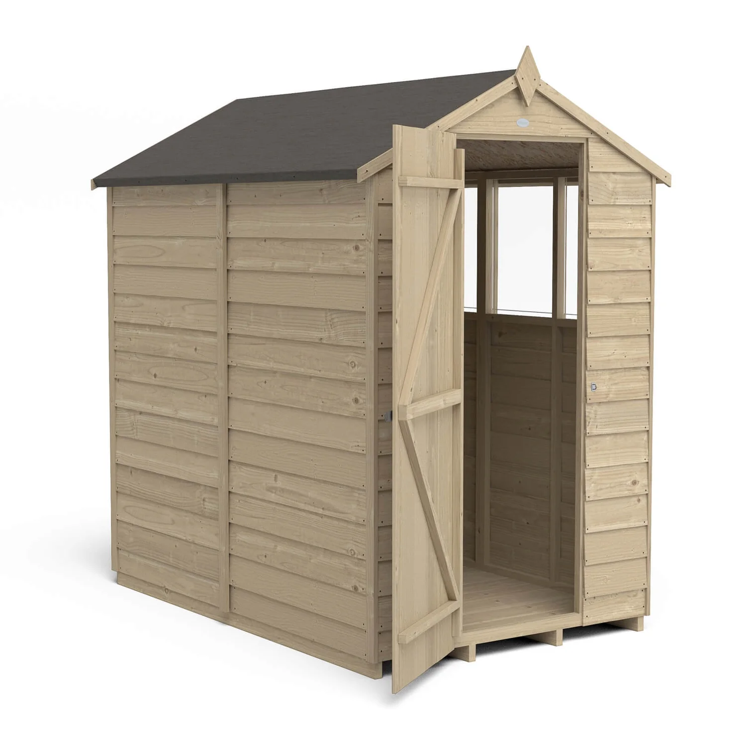 Forest 6 x 4ft Overlap Pressure Treated Apex Shed- 4 Window Forest 6 X 4ft Overlap Pressure Treated Apex Shed- 4 Window -Keter Store 12833289 2114833201898266