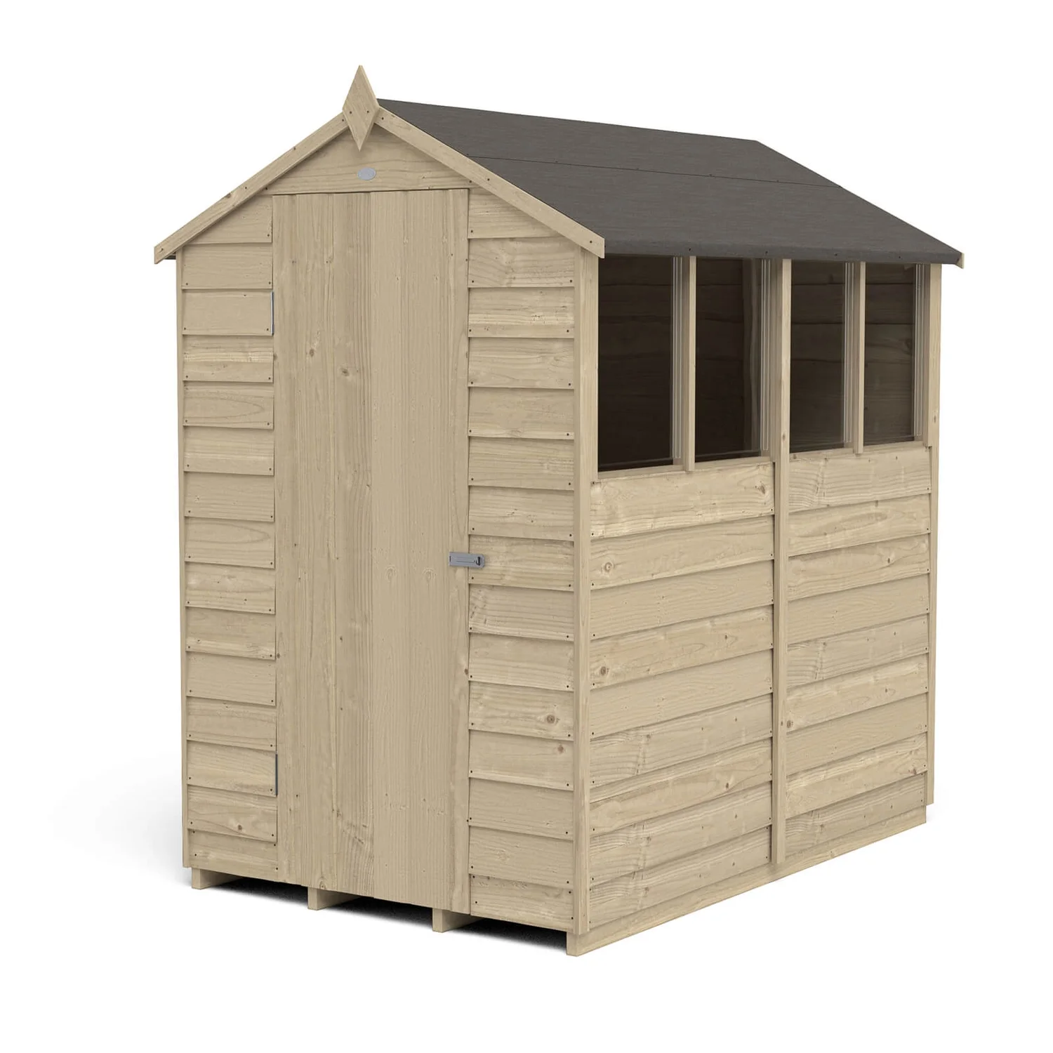 Forest 6 x 4ft Overlap Pressure Treated Apex Shed- 4 Window Forest 6 X 4ft Overlap Pressure Treated Apex Shed- 4 Window -Keter Store 12833289 4934831955359572