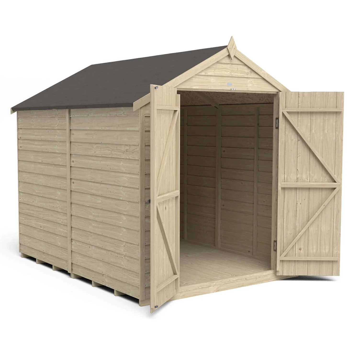 Forest 8 x 6ft Overlap Pressure Treated Apex Shed - Double Door No Windows - incl. Installation Forest 8 X 6ft Overlap Pressure Treated Apex Shed - Double Door No Windows - Incl. Installation -Keter Store 12833315 1014833201837066