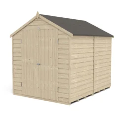 Forest 8 X 6ft Overlap Pressure Treated Apex Shed - Double Door No Windows - Incl. Installation