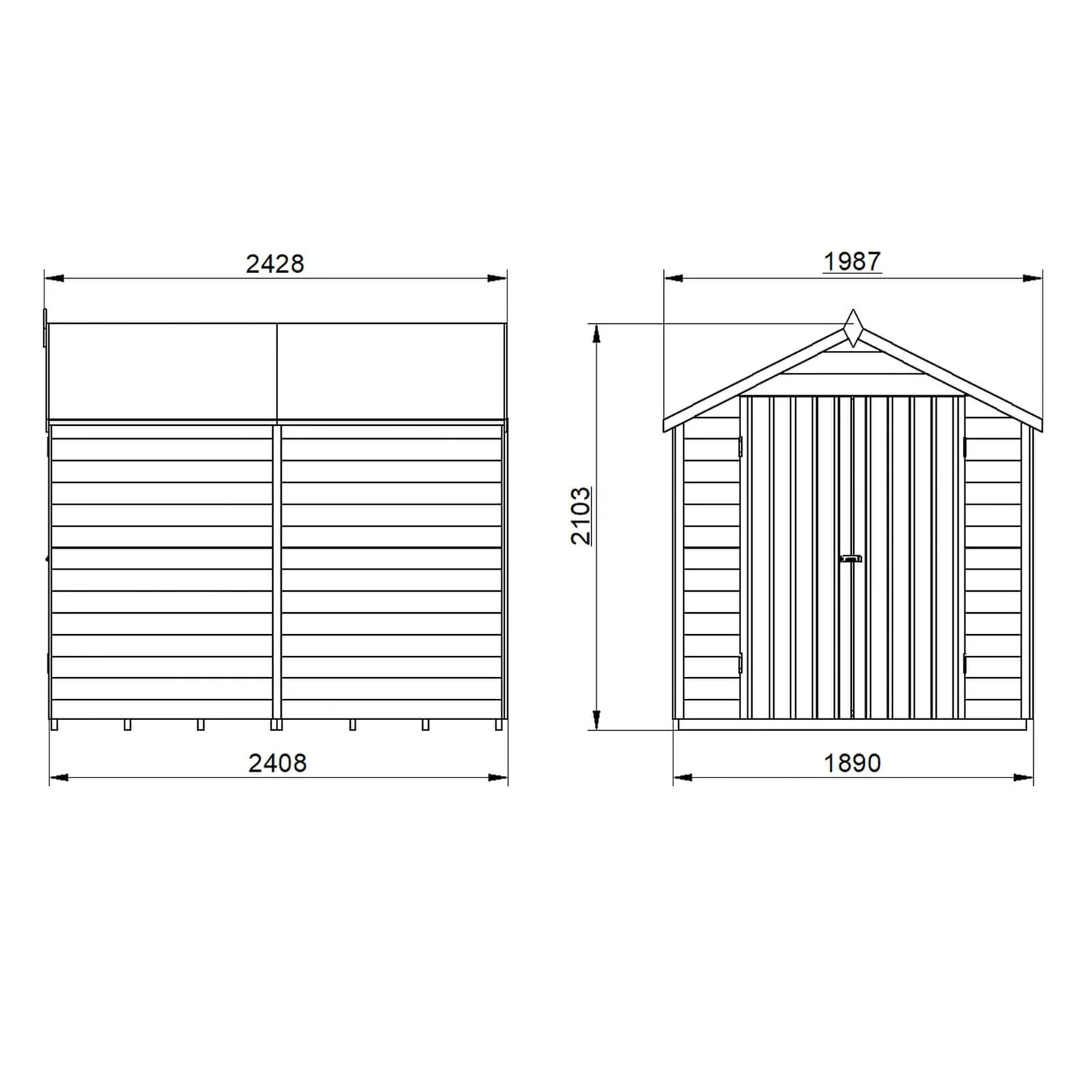 Forest 8 x 6ft Overlap Pressure Treated Apex Shed - Double Door No Windows - incl. Installation Forest 8 X 6ft Overlap Pressure Treated Apex Shed - Double Door No Windows - Incl. Installation -Keter Store 12833315 8344833201667164