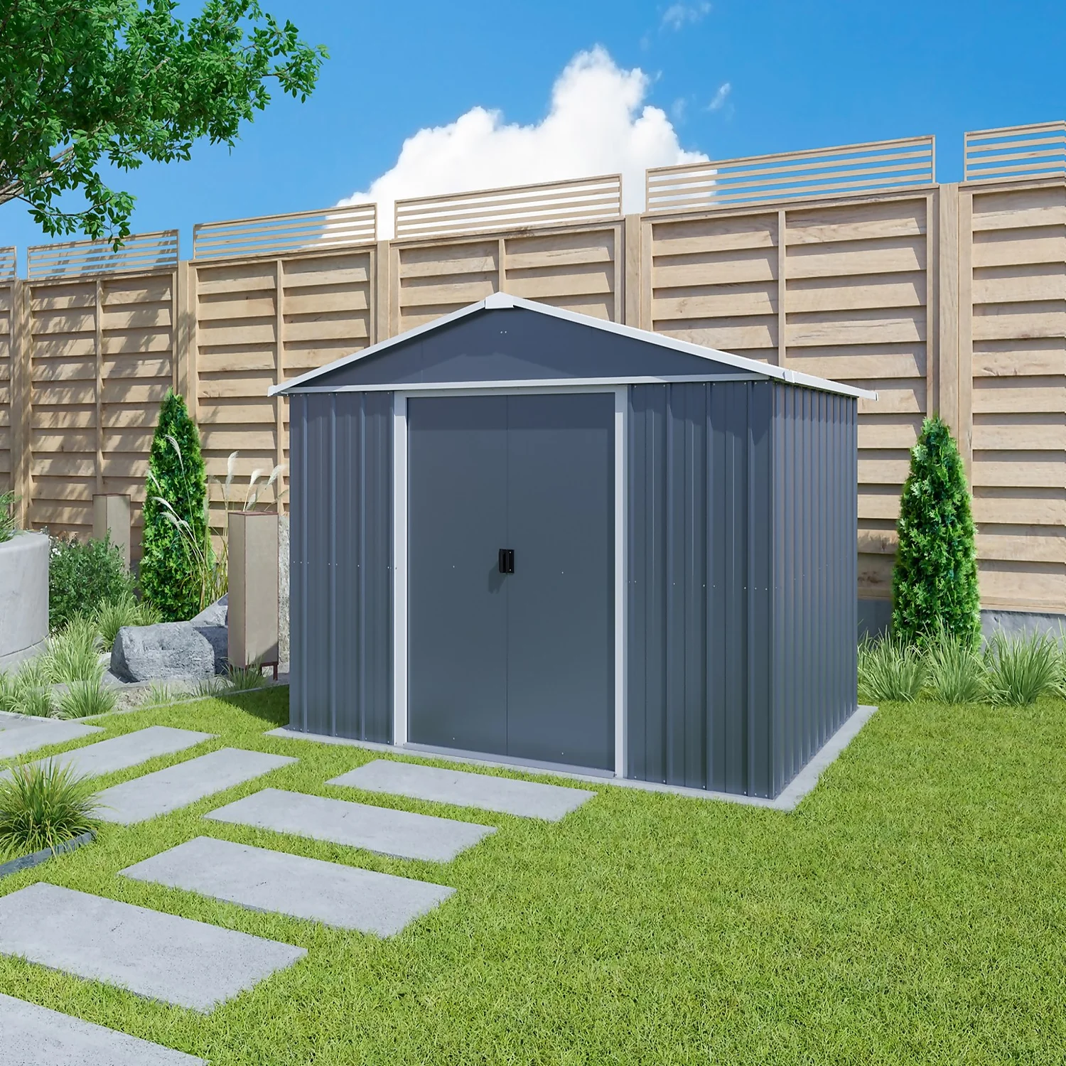 Yardmaster 10x8ft Metal Apex Shed Yardmaster 10x8ft Metal Apex Shed -Keter Store 12834201 1675040005829804