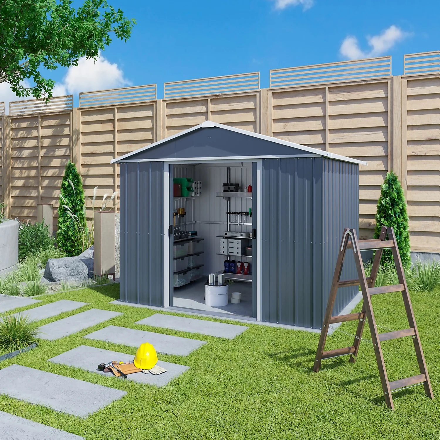 Yardmaster 10x8ft Metal Apex Shed Yardmaster 10x8ft Metal Apex Shed -Keter Store 12834201 6485040005656164