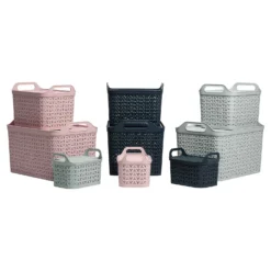 Small Urban Storage Basket With Lid - Graphite -Keter Store 12837349 3344960190120604