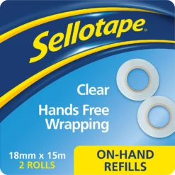 Sellotape On-Hand Dispenser Refills Super Clear Tape 2 Rolls