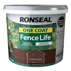 Ronseal One Coat Fence Life Paint Medium Oak - 9L -Keter Store 12842026 2884942087254180