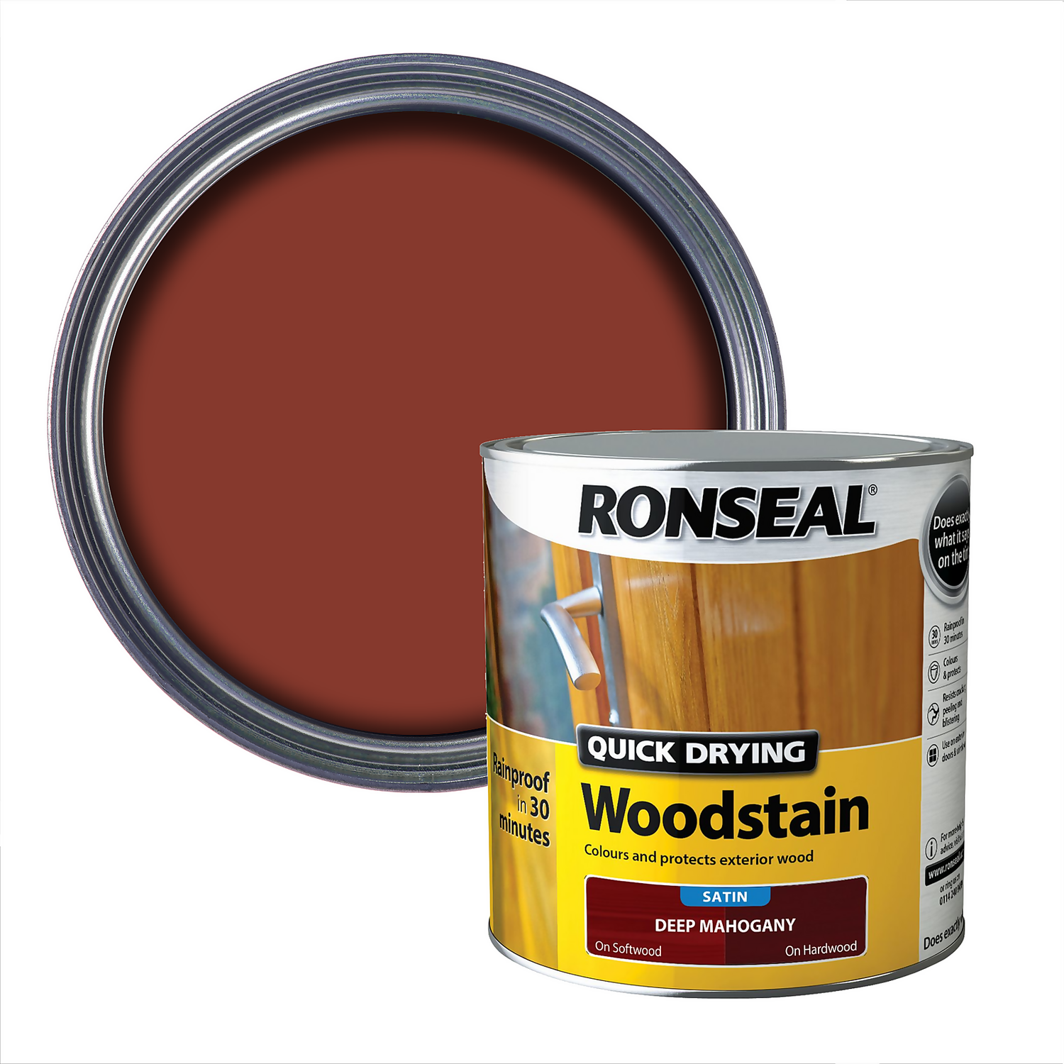 Ronseal Quick Drying Woodstain Deep Mahogany Satin - 2.5L Ronseal Quick Drying Woodstain Deep Mahogany Satin - 2.5L -Keter Store 12845234 2134949525217945