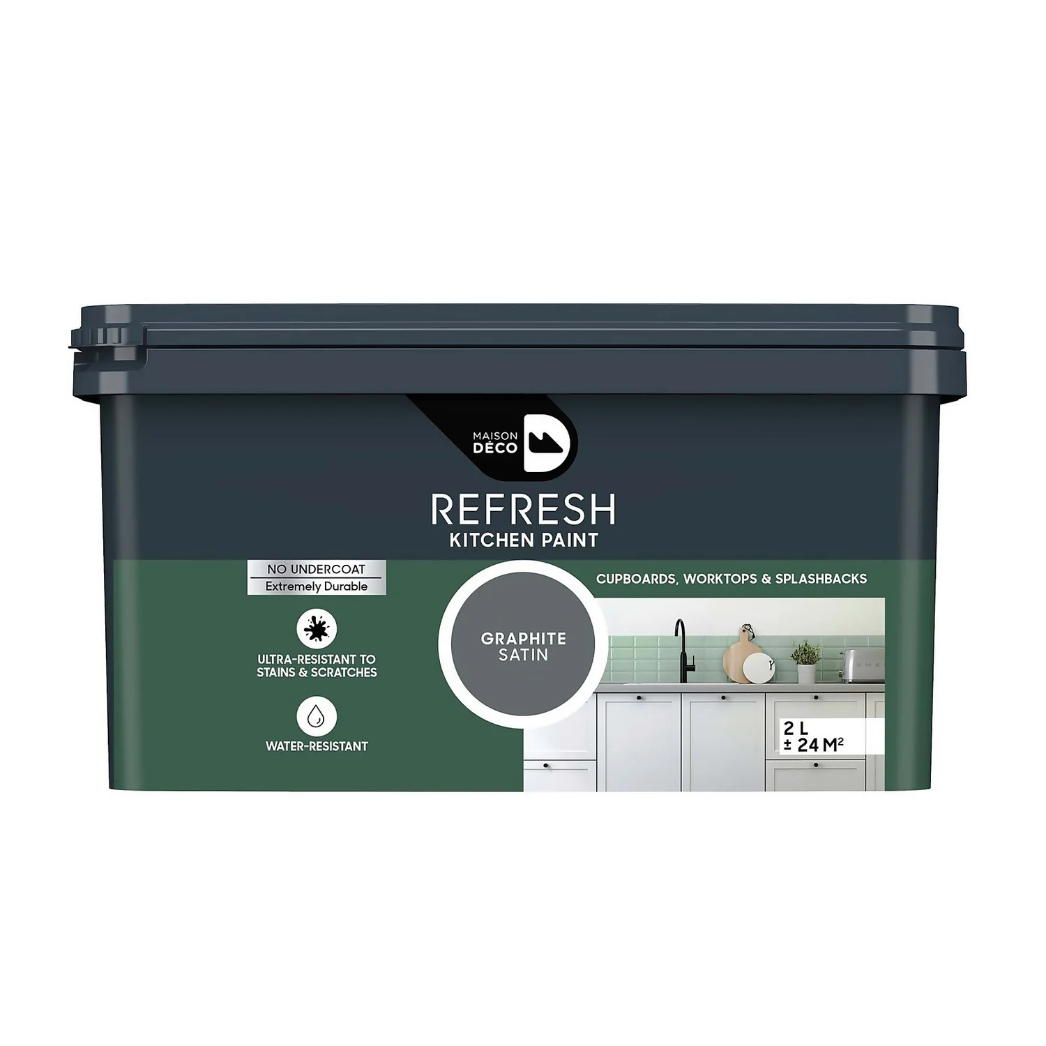 Maison Deco Refresh Kitchen Cupboards, Worktops & Splashbacks Paint Graphite - 2L Maison Deco Refresh Kitchen Cupboards, Worktops & Splashbacks Paint Graphite - 2L -Keter Store 12878362 1644866389824245
