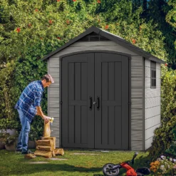 Keter Premier 7 X 7ft Outdoor Garden Apex Storage Shed - Grey -Keter Store 12882034 7855036180740362