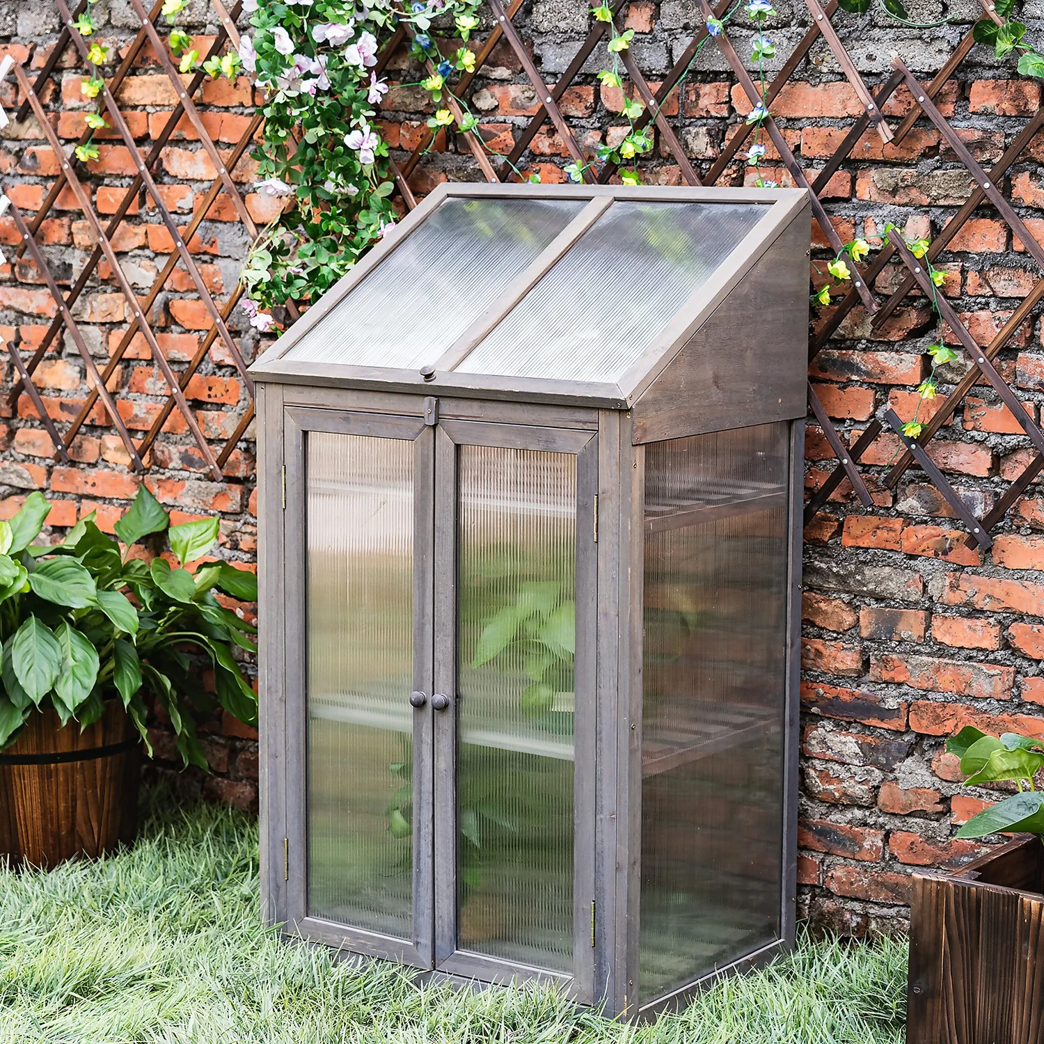Wooden Greenhouse Wooden Greenhouse -Keter Store 12884842 1415013038647716