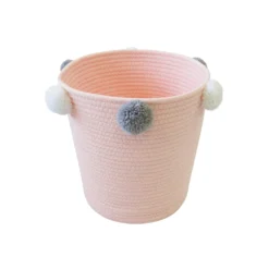 Round Cotton Rope Blush Pom Pom Basket -Keter Store 12886596 1264857031486509