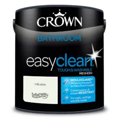Crown Easyclean® Mouldguard+ Bathroom Mid Sheen Washable Multi Surface Paint Milk White® - 2.5L -Keter Store 12886762 8224853415815874