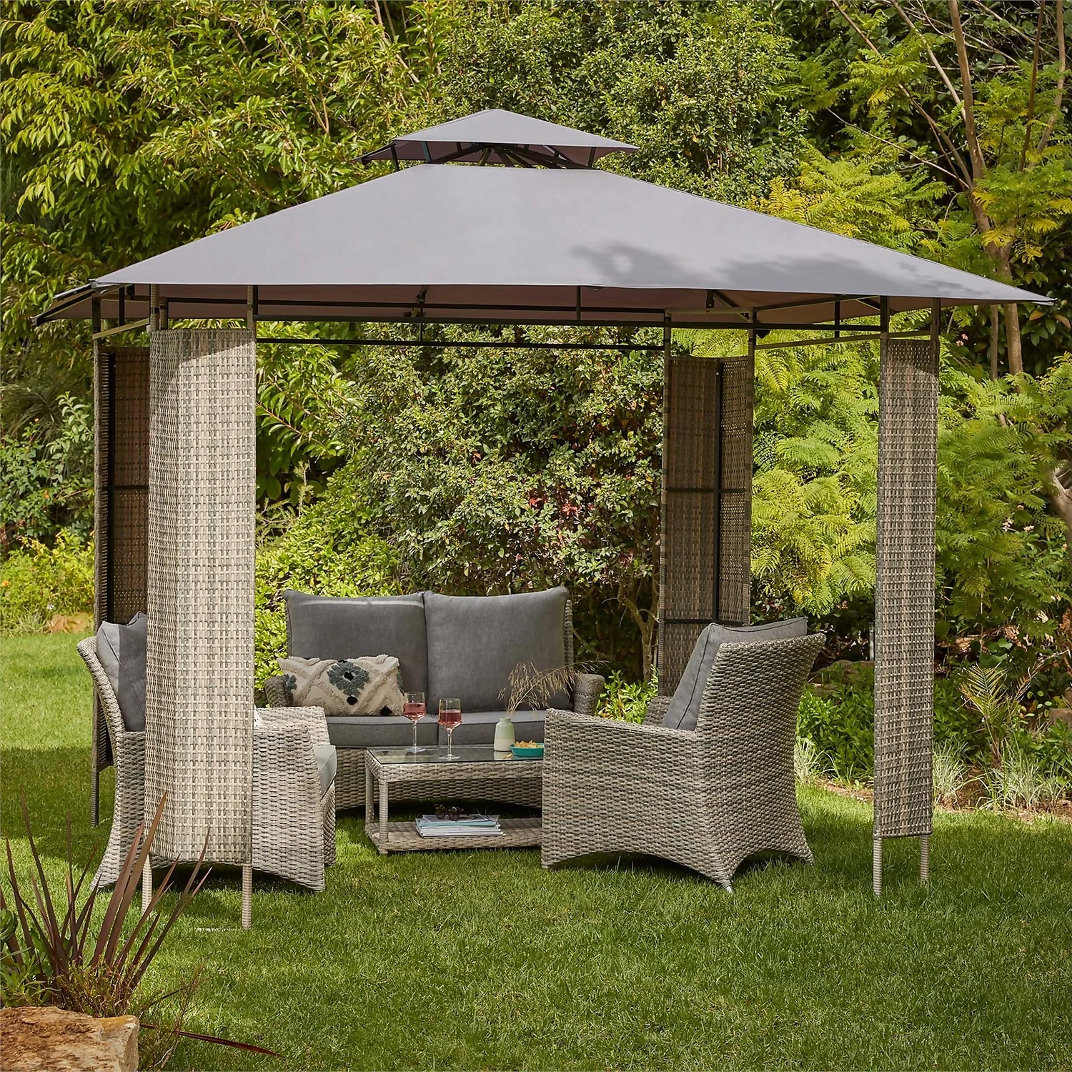 Florence Gazebo with Rattan Panels Florence Gazebo With Rattan Panels -Keter Store 12887045 2114843668941715