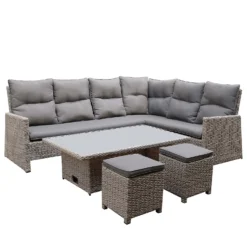 Mortimer Grey Rattan Garden Corner Sofa Set -Keter Store 12887790 1205047776415101