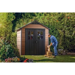 Keter Newton 7.5 X 7ft Outdoor Plastic Garden Storage Shed - Brown -Keter Store 12909854 8124845876235410