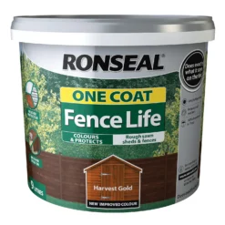 Ronseal One Coat Fence Life Paint Tudor Harvest Gold - 9L -Keter Store 13032829 1164942087420341