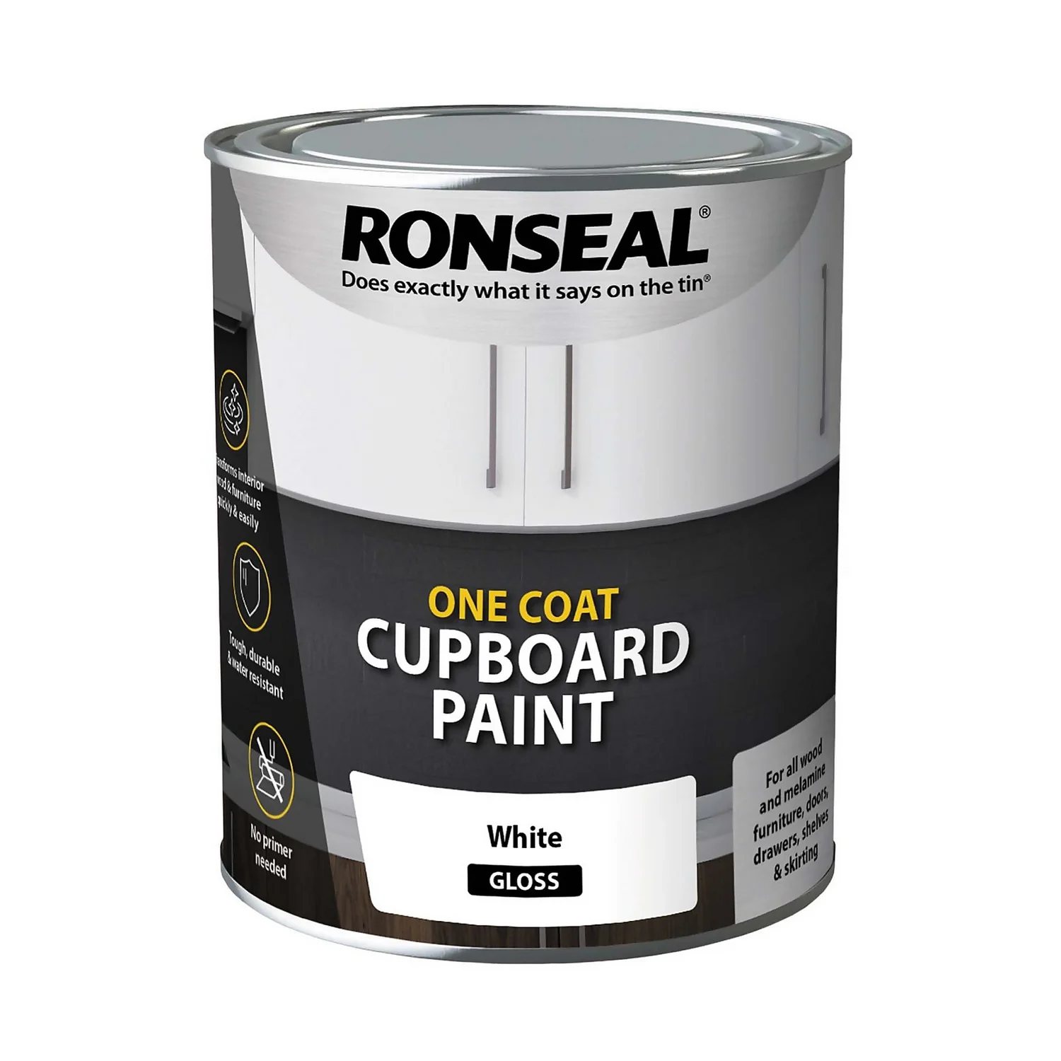 Ronseal One Coat Cupboard Paint White Gloss - 750ml Ronseal One Coat Cupboard Paint White Gloss - 750ml -Keter Store 13052742 1904876683319539
