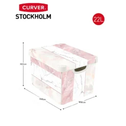 Curver Stockholm Mixed Marble Deco Storage Box - Pink & White 22L -Keter Store 13148481 2094896660314901