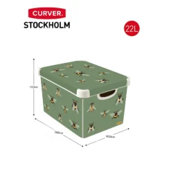 Curver Stockholm Bees Deco Storage Box - Green - 22L -Keter Store 13169626 1944898511856227