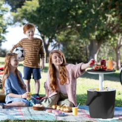 Keter GoBar Outdoor Ice Cooler Table Garden Furniture - Dark Grey / Cream -Keter Store 13412933 2094910901750129