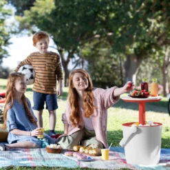 Keter GoBar Outdoor Ice Cooler Table Garden Furniture - Red / White -Keter Store 13412934 5744910901735855