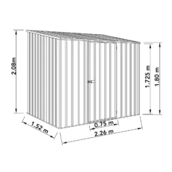 Absco 7.5 X 5ft Space Saver Metal Pent Shed - Zinc -Keter Store 13440831 9354929185562642