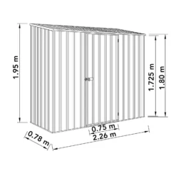 Absco 7.5 X 3ft Space Saver Metal Pent Shed - Zinc -Keter Store 13440836 5735027360443002