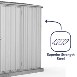 Absco 7.5 X 3ft Space Saver Metal Pent Shed - Zinc -Keter Store 13440836 9615027360528376