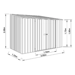 Absco 10 X 5ft Space Saver Metal Pent Shed - Green -Keter Store 13440844 2124929185526291