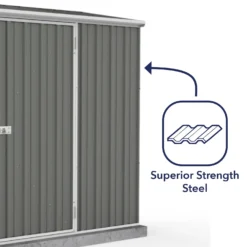 Absco 7.5 X 3ft Space Saver Metal Pent Shed - Grey -Keter Store 13440845 1164929185785161