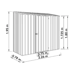 Absco 7.5 X 3ft Space Saver Metal Pent Shed - Grey -Keter Store 13440845 1454929185564805
